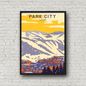 Park City Ski Poster, Utah väggkonst, Retro resetryck