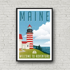 Maine Reise Poster Druck, Vintage Stil Zustand Kunst