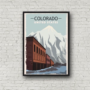 Colorado Print Travel Gift, Vintage Style Colorado Wall Art Poster