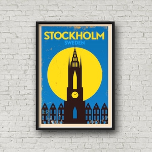 Stockholm Travel Poster, Sweden Wall Art Print Housewarming Gift