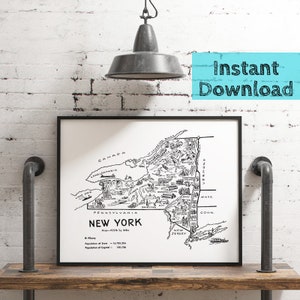 Impression d'art numérique New York, carte de voyage TÉLÉCHARGEMENT IMMÉDIAT, affiche de chambre d'enfant