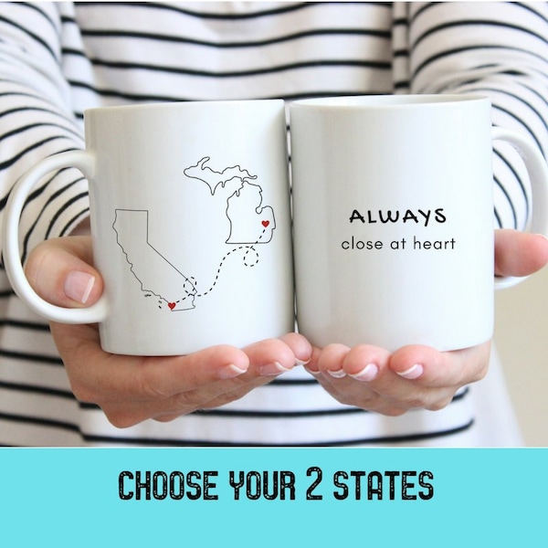 Two States Long Distance Mug Going Away Gift, Personalized Friend Coffee Mug