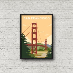 Poster del Golden Gate Bridge di San Francisco, arte murale della California, regalo di viaggio