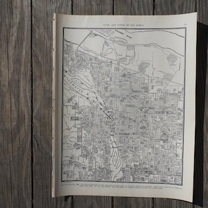 Vintage Portland Oregon Map, City Atlas Page from 1940s