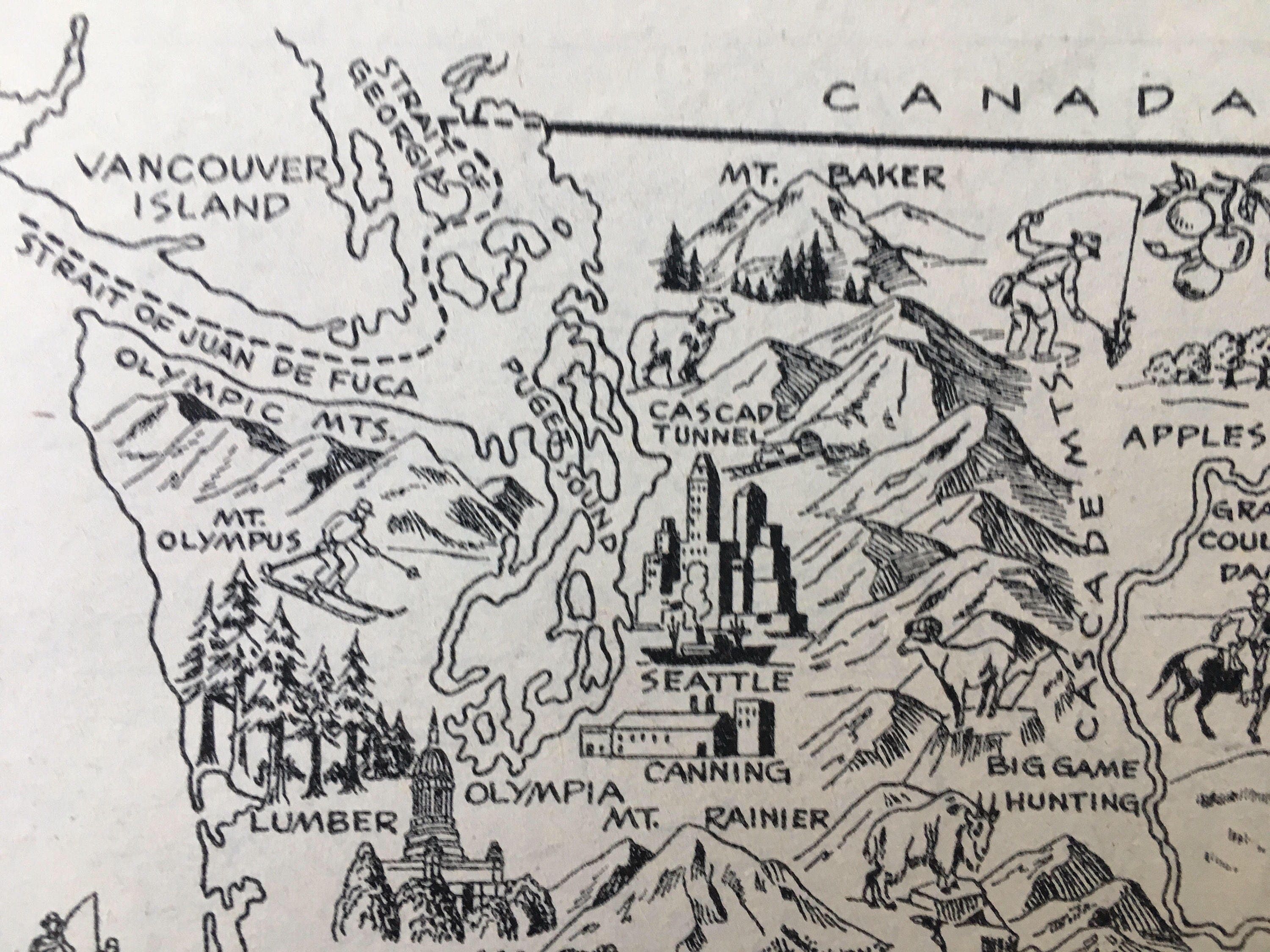 Washington Map Coloring Book Page Original Washington State | Etsy