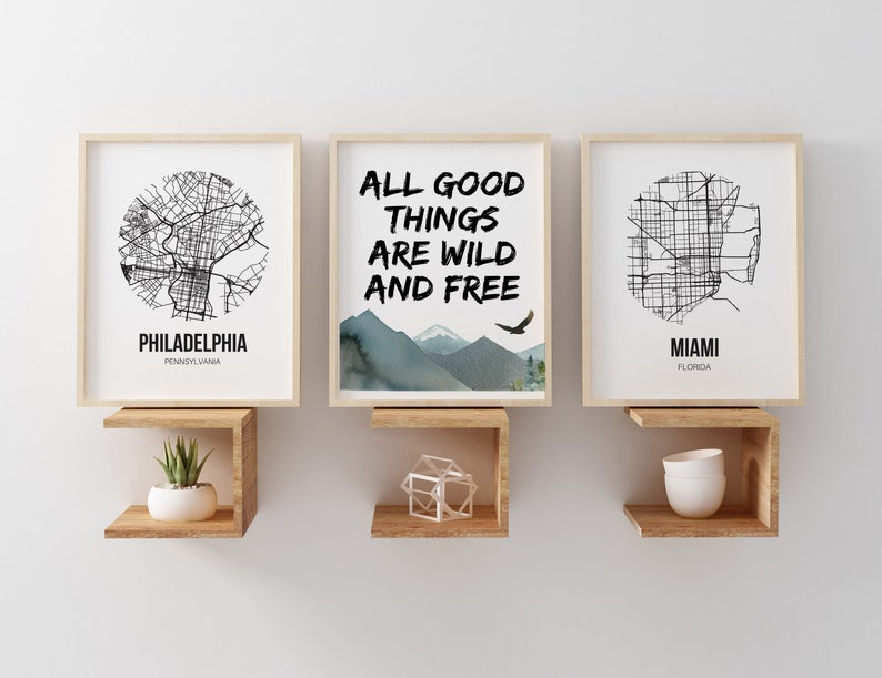 Philadelphia Map Wall Art Philly Poster Living Room Decor Philadelphia Print Pennsylvania Decor