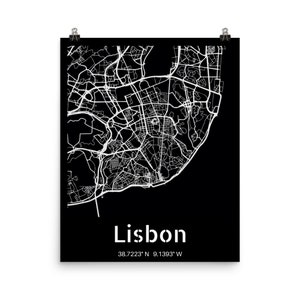 Lisbon Map Poster, Portugal World Travel Print
