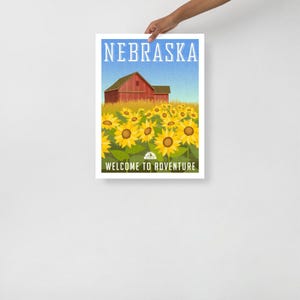 Nebraska Poster Reisedruck, Vintage Style Nebraska Art