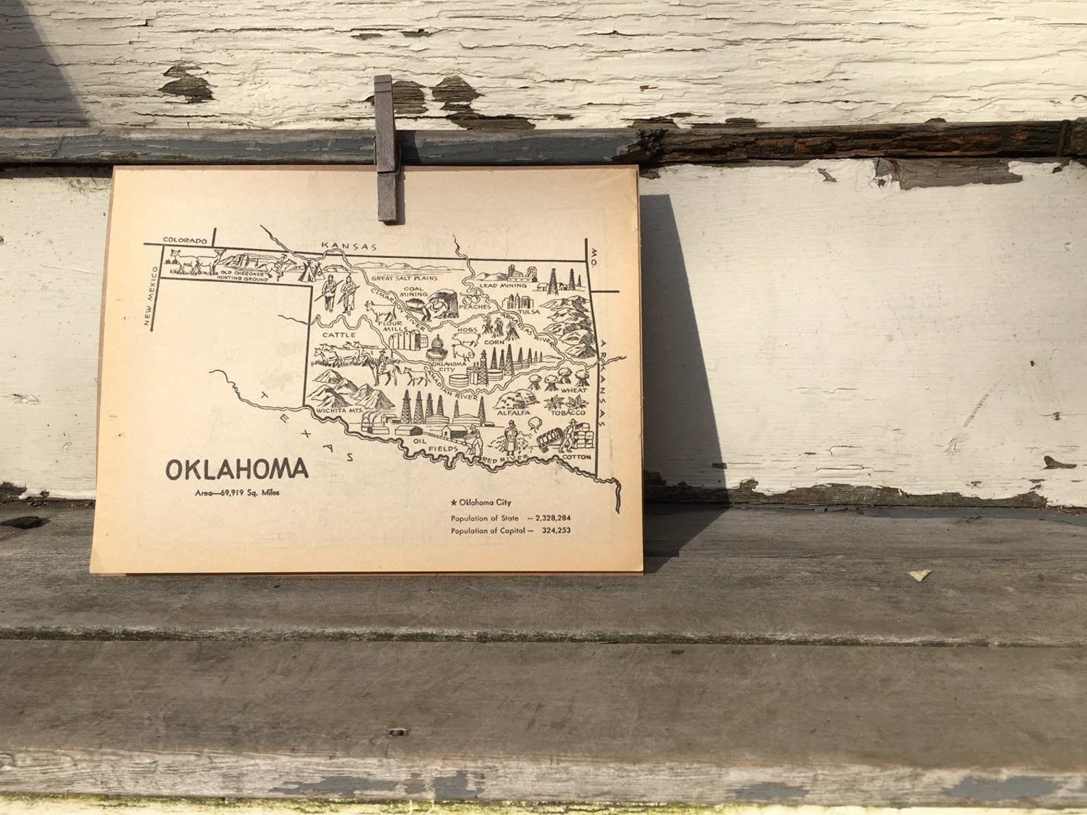 Vintage Oklahoma Map Coloring Book Page 1950s State Map - Etsy