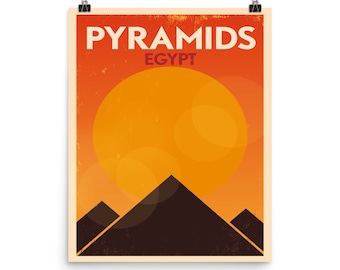 Affiche des pyramides d'Égypte, affiche de voyage d'art mural égyptien de style rétro, cadeau de voyage d'art des pyramides