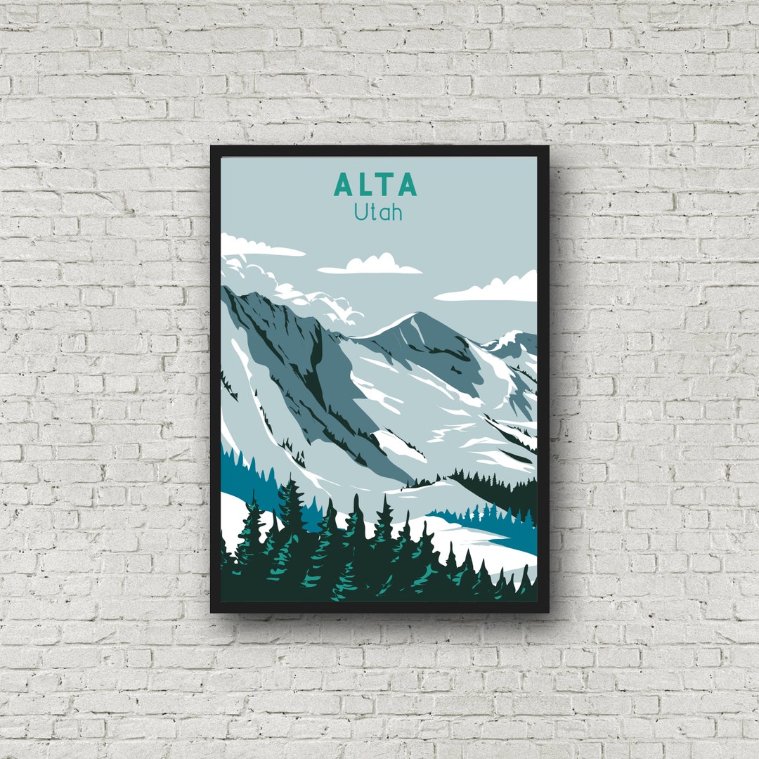 Alta Utah Travel Poster, Ski Resort Wall Art, Vintage Style Alta Print
