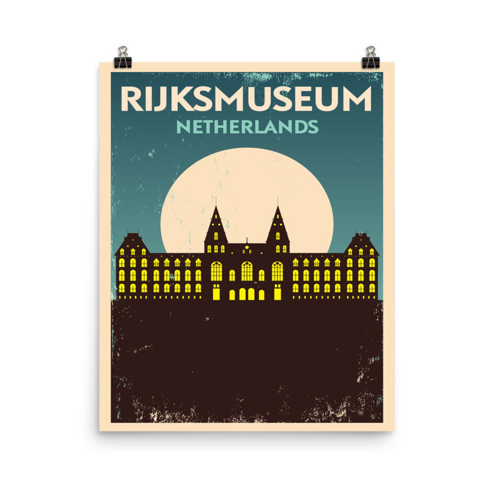 Rijksmuseum Travel Poster Amsterdam Art Retro Style Wall Etsy
