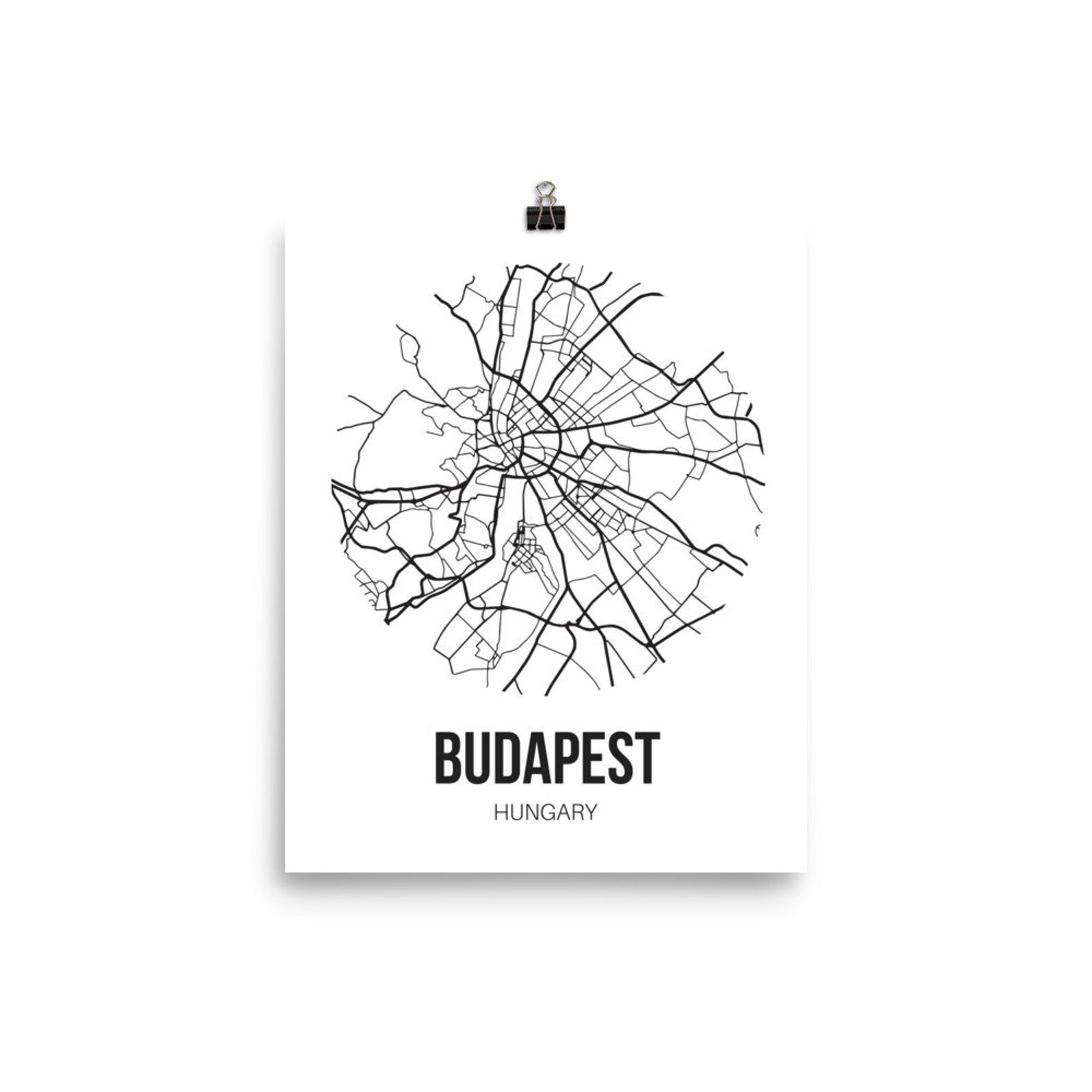 Budapest Map Wall Art Print City Map of Budapest Hungary Wall Etsy