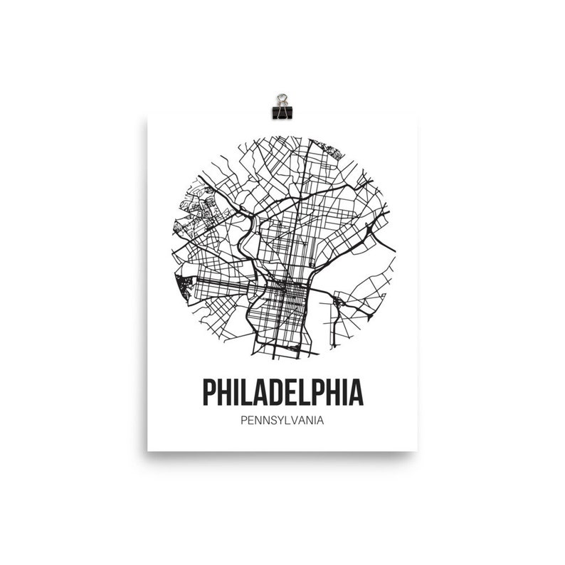 Philadelphia Map Wall Art Philly Poster Living Room Decor Philadelphia Print Pennsylvania Decor