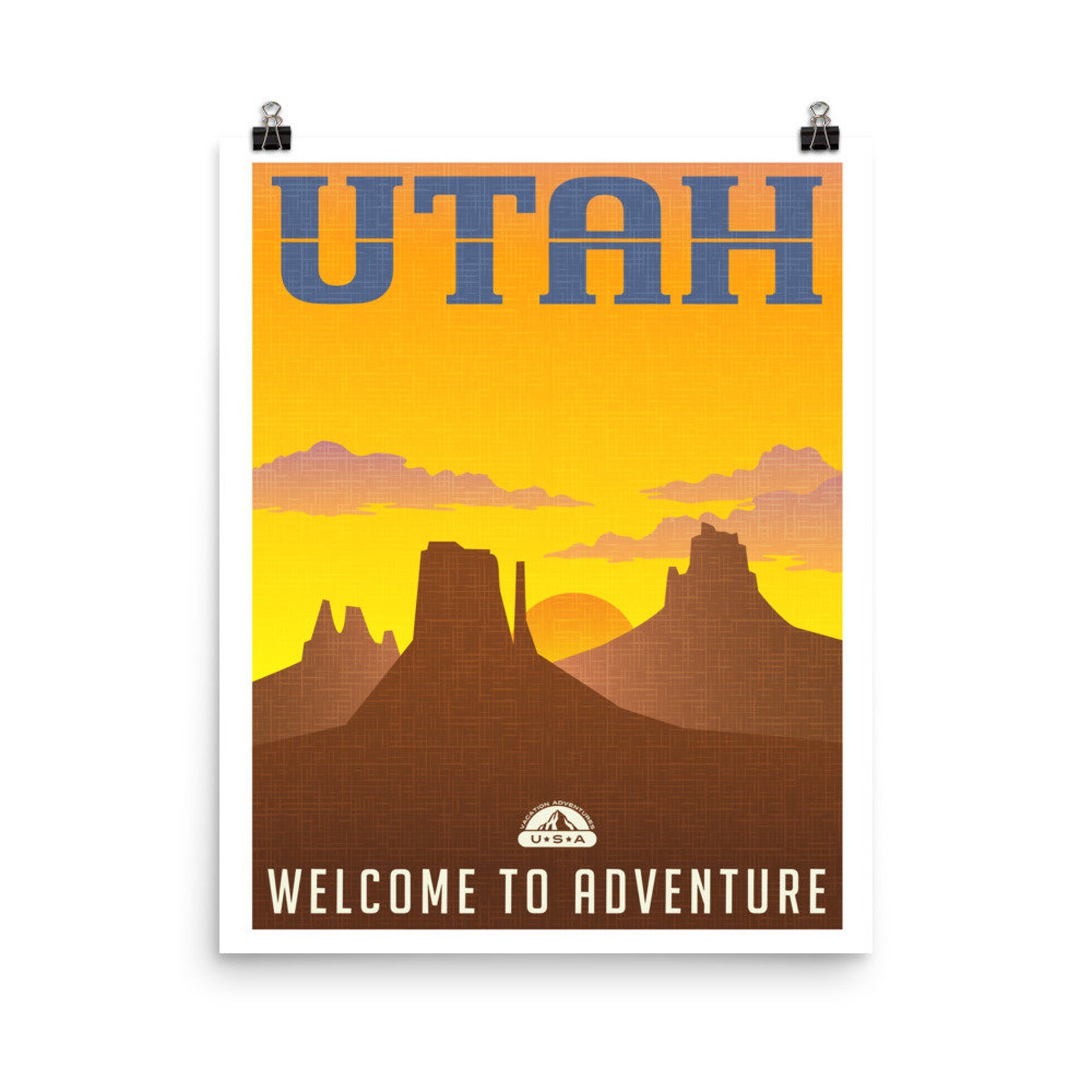 Utah Art Travel Poster Vintage Style Utah Poster State Print Etsy