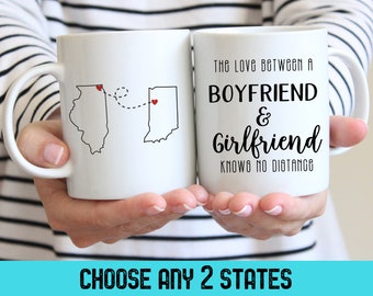 Boyfriend Girlfriend Mug Long Distance Relationship Gift, Personalized Coffee Cup