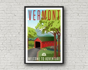 Vermont Reise Poster, Retro Zustand Wand Kunst Abenteuer Geschenk