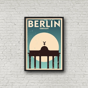Brandenburg Gate Poster, Retro Berlin Germany Wall Art