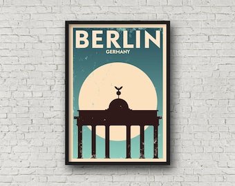 Poster della Porta di Brandeburgo, arte murale retrò di Berlino, Germania