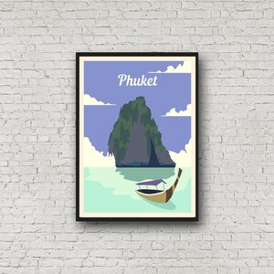 Phuket Travel Poster, Vintage Thailand Print Travel Gift
