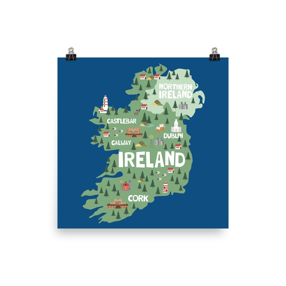 Ireland Print Wall Art Ireland Map Poster Nursery Room Decor Etsy