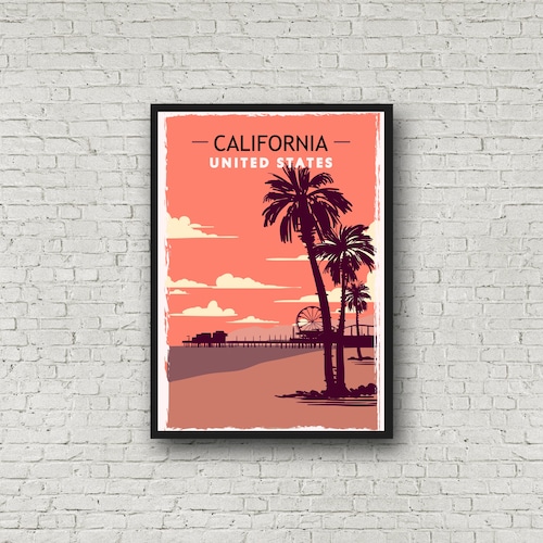 California Poster California Wall Art California Art Print Etsy