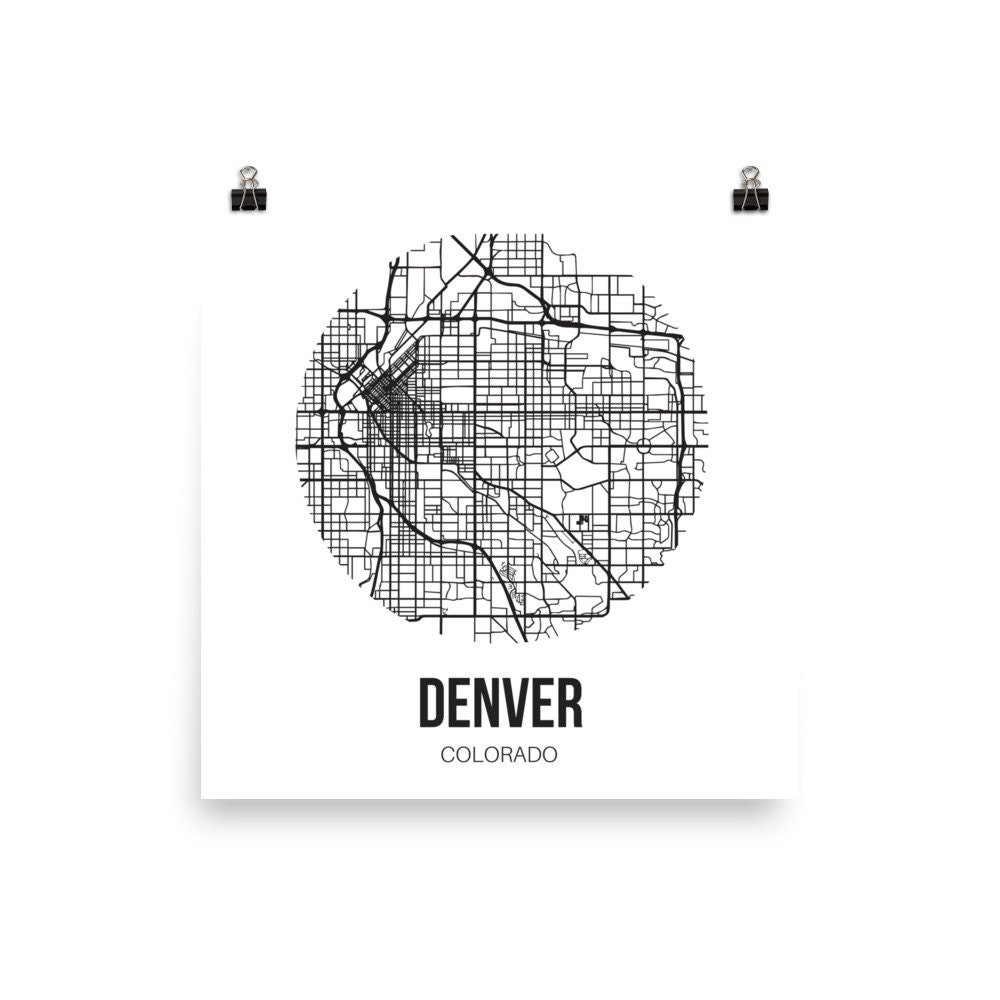 Denver Map Art Wall Decor Denver Colorado Gift City Map Etsy