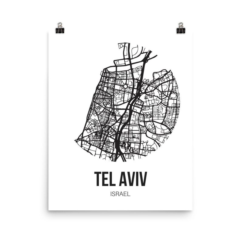 Tel Aviv Map Poster Tel Aviv Wall Art Print Home Decor ...