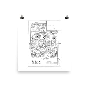 Utah Map Print Instant DOWNLOAD, State of Utah DIGITAL Print from 1950s image 8