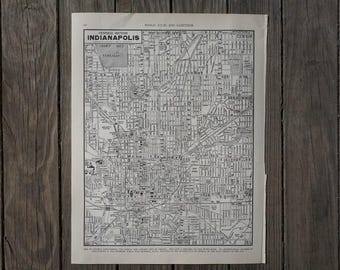 Mapa antiguo de Indianápolis, 1939, arte rústico para pared de la ciudad