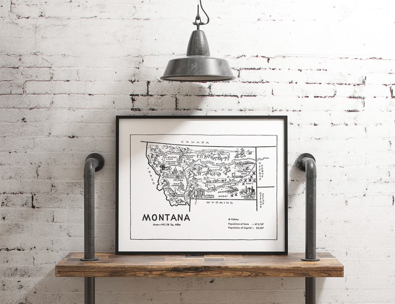 Montana Wall Art DIGITAL Print Montana Gifts State Wall Art Etsy