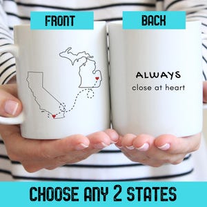 Two States Long Distance Mug Going Away Gift, Personalized Friend Coffee Mug image 1