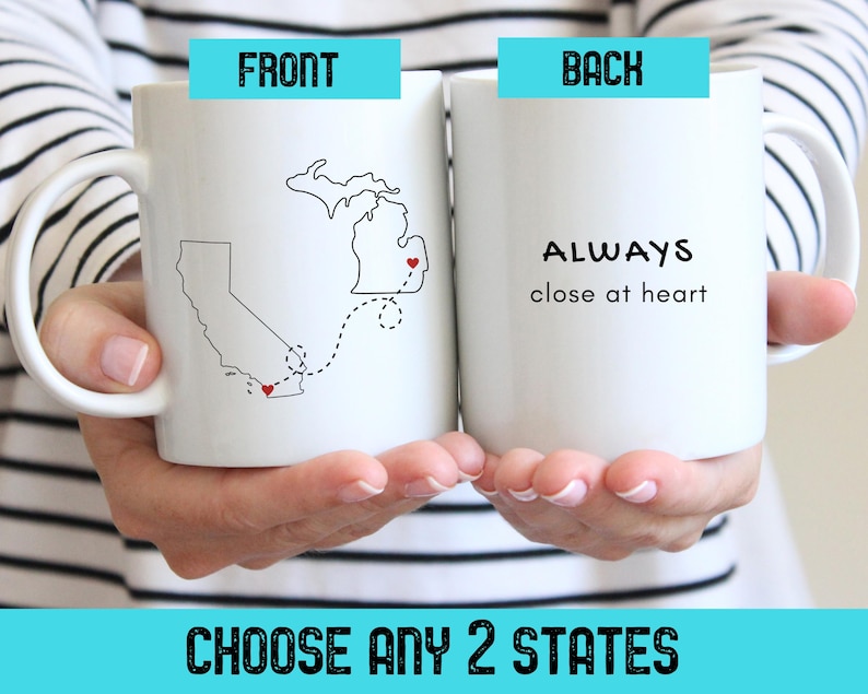 Two States Long Distance Mug Going Away Gift, Personalized Friend Coffee Mug image 1