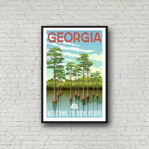 Georgia Travel Poster, Retro Style Georgia Art, Vintage State Print