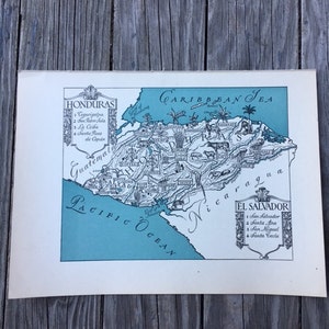 Vintage El Salvador und Honduras Karte, Weltreise Dekor