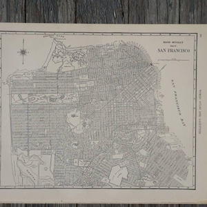 Vintage San Francisco Karte Atlas Seite, 1940er Jahre Stadtwandkunst