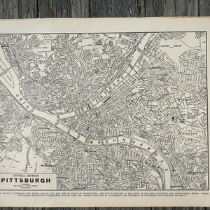 Vintage Pittsburgh Map, 1939 Atlas Page City Wall Art of Pittsburgh Pennsylvania
