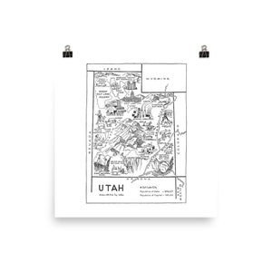 Utah Map Print Instant DOWNLOAD, State of Utah DIGITAL Print from 1950s image 4