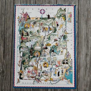 Vintage kaartkunst Vermont en New Hampshire, staatsmuurkunst