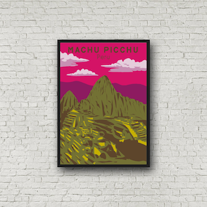 Machu Picchu Poster, Vintage Style Peru Travel Decor