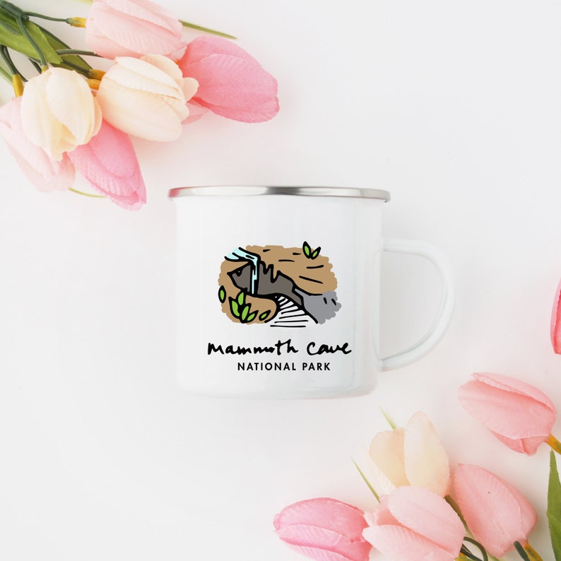 Mammoth Caves Mug National Park Gift, Camping Cup with Stainless Steel Rim image 4