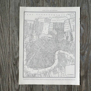 Antike New Orleans Karte Atlas Seite, 1939 Stadtwandkunst