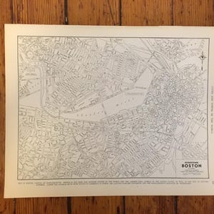 Vintage Boston Map Atlas Page from 1939, Antique Massachusetts Travel Decor