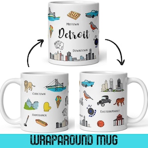 City of Detroit Mug Travel Gift with Wraparound Design