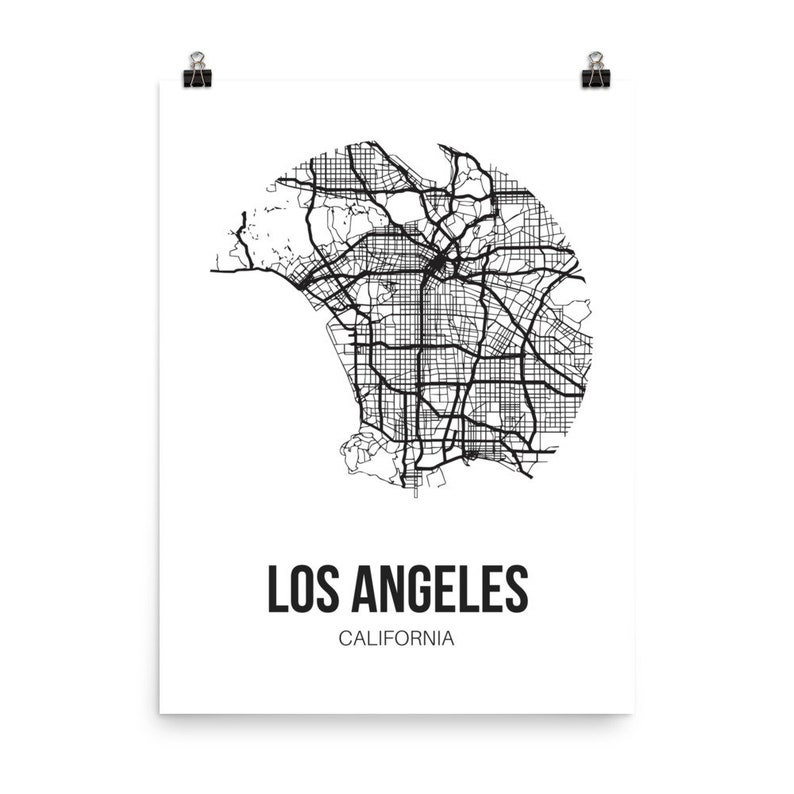 Los Angeles Map Art Print Los Angeles Print Travel Decor | Etsy