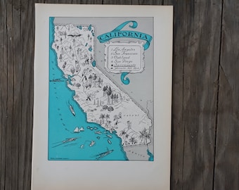 カリフォルニア州アートマップ 16インチ x 20インチ - Etsy 日本