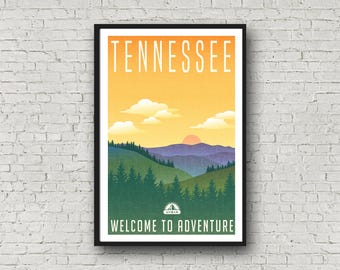 Poster del Tennessee in stile vintage, decorazione da parete, stampa dello stato, decorazione per la casa