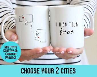 Ton visage me manque, cadeau longue distance pour meilleur ami, tasse d'un État à l'autre