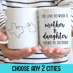 Long Distance Mug Mother and Daughter Gift, Custom Two States Coffee Cup