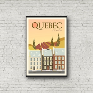 Affiche de la ville de Québec, impression de voyage de style vintage au Canada